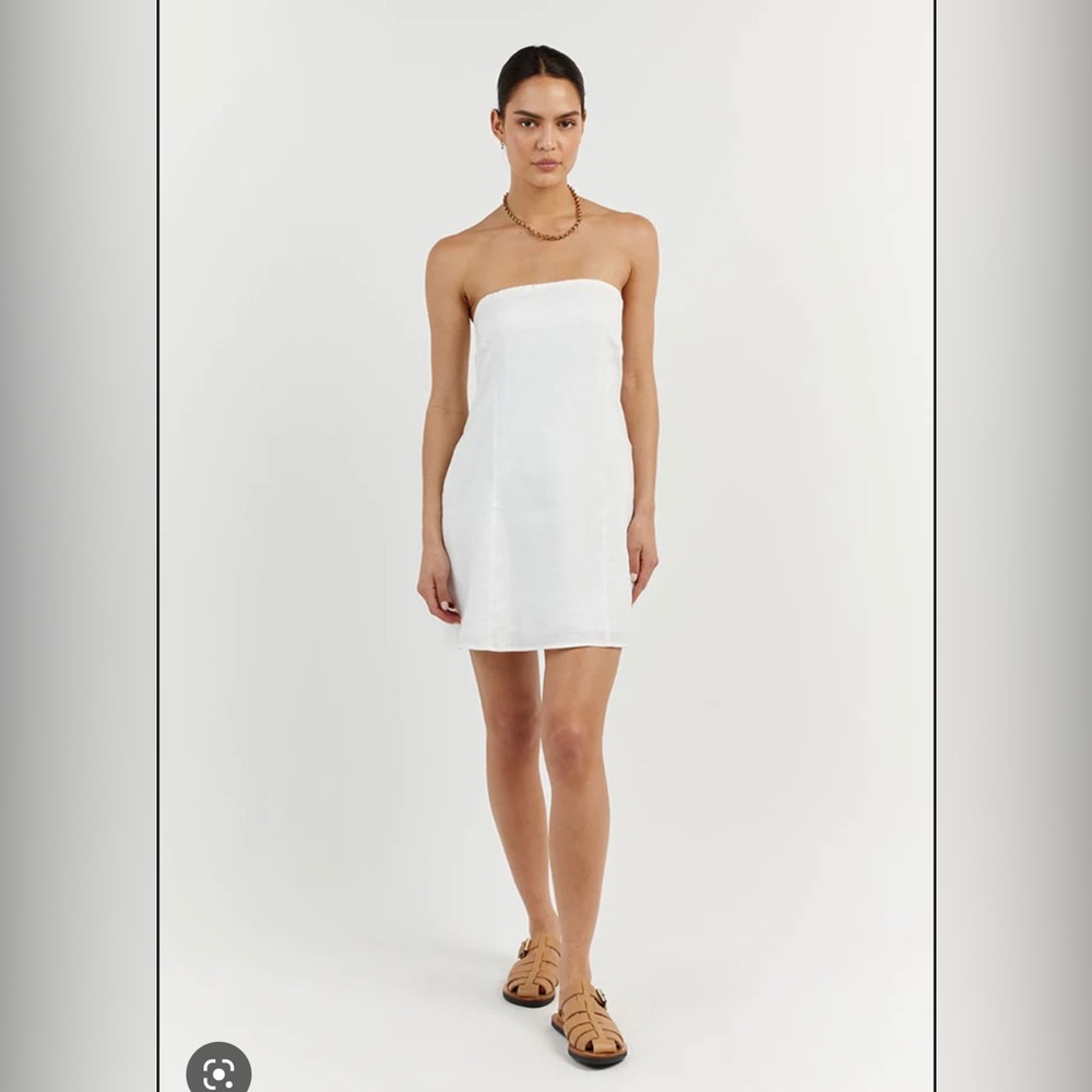 Dissh White Linen Mini Dress